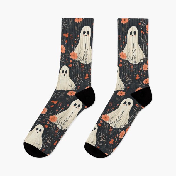 Item preview, fantasmas pattern hand drawn cute ghosts with flowers desaturated colors designed and sold by · GAMING SOUL ·.