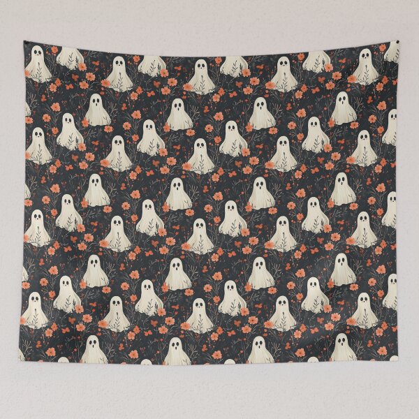 Item preview, fantasmas pattern hand drawn cute ghosts with flowers desaturated colors designed and sold by · GAMING SOUL ·.