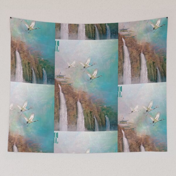 Item preview, Mystic Mountains and Cranes - Chinese Landscape Art designed and sold by Piotrek0001.