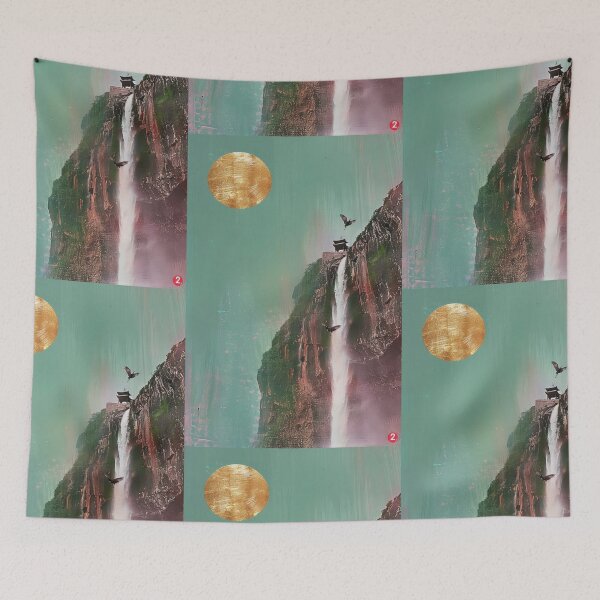Item preview, Mystic Mountains and Cranes - Chinese Landscape Art designed and sold by Piotrek0001.