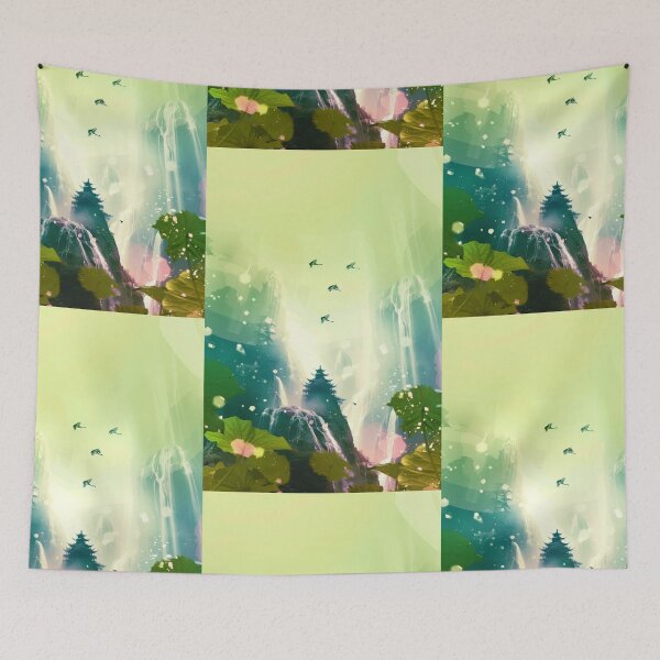 Item preview, Mystic Mountains and Cranes - Chinese Landscape Art designed and sold by Piotrek0001.