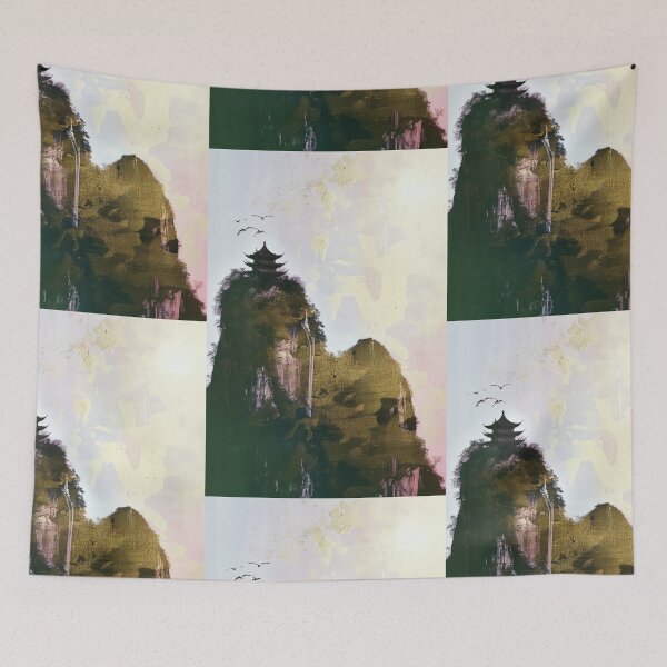 Item preview, Mystic Mountains and Cranes - Chinese Landscape Art designed and sold by Piotrek0001.