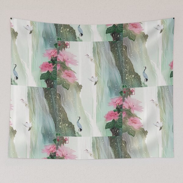 Item preview, Mystic Mountains and Cranes - Chinese Landscape Art designed and sold by Piotrek0001.