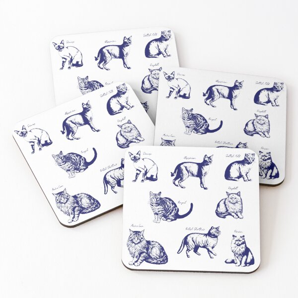 Item preview, Retro Cat Breed Repeating All-over Print (Ragdoll, Maine Coon, British Shorthair, Persian, Scottish Fold, Siamese, and more) designed and sold by mindful iris.