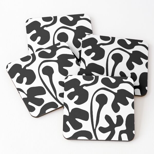 Artikelvorschau, Gemütliches, von Matisse Cutouts inspiriertes Blumenmuster in Schwarz und Weiß entworfen und verkauft von Deutschic.