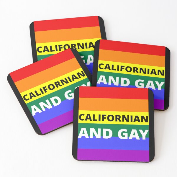 Item preview, CALIFORNIAN AND GAY on rainbow background designed and sold by uniqueitems.