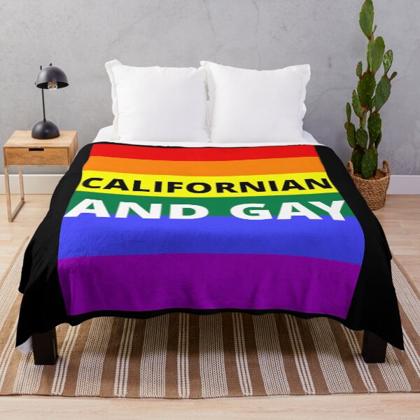 Item preview, CALIFORNIAN AND GAY on rainbow background designed and sold by uniqueitems.