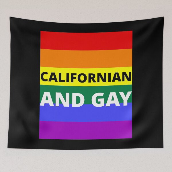 Item preview, CALIFORNIAN AND GAY on rainbow background designed and sold by uniqueitems.