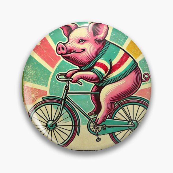 Item preview, Vintage style Pig on a Bicycle, Pig Lover designed and sold by Right-UR.