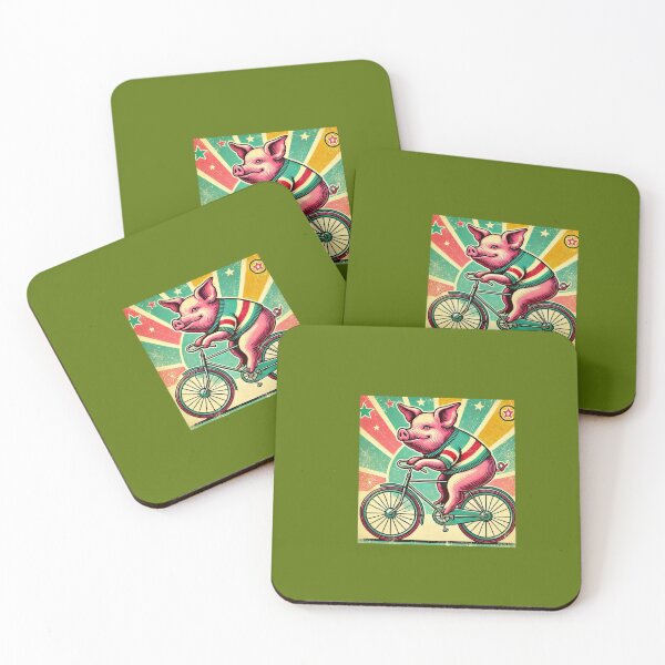 Item preview, Vintage style Pig on a Bicycle, Pig Lover designed and sold by johnnie2749.