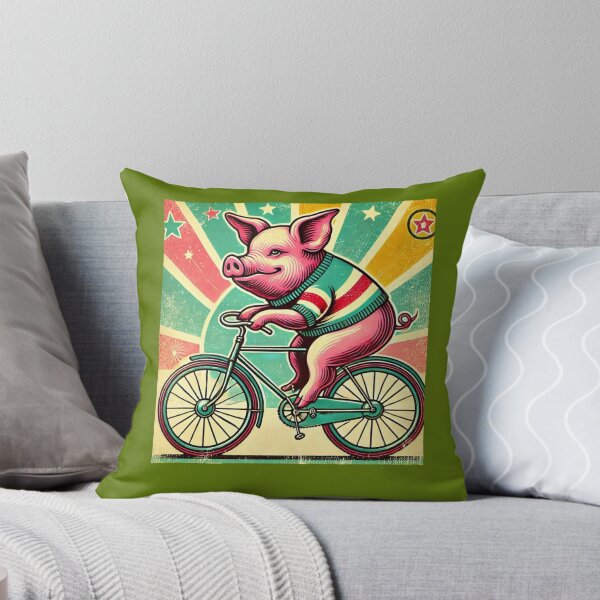Item preview, Vintage style Pig on a Bicycle, Pig Lover designed and sold by Right-UR.