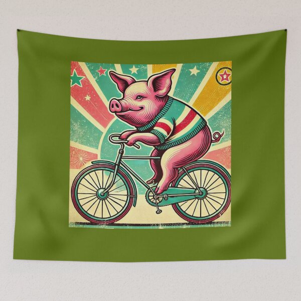 Item preview, Vintage style Pig on a Bicycle, Pig Lover designed and sold by Right-UR.