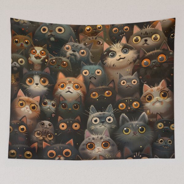 Item preview, Adorable cartoon cat collage print designed and sold by dcrc.
