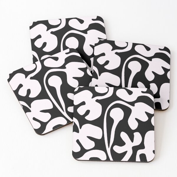 Artikelvorschau, Schlichtes, von Matisse Cutouts inspiriertes Blumenmuster in Schwarz und Weiß entworfen und verkauft von Deutschic.