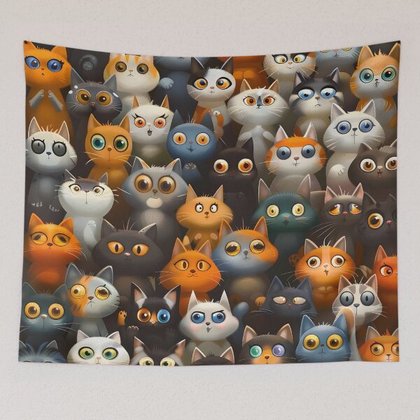 Item preview, adorable cartoon cat collage print designed and sold by dcrc.