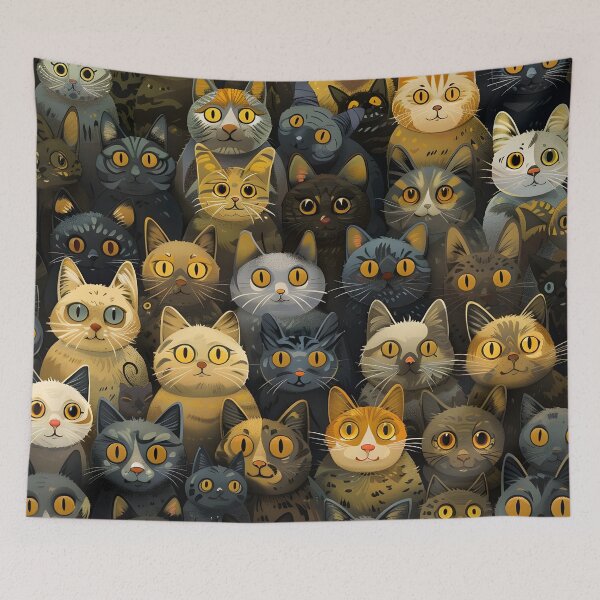 Item preview, adorable cartoon cat collage print designed and sold by dcrc.