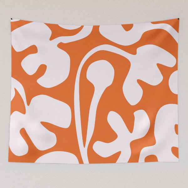 Item preview, Joyful Matisse Cutouts Inspired Floral Pattern in Orange and White designed and sold by Deutschic.