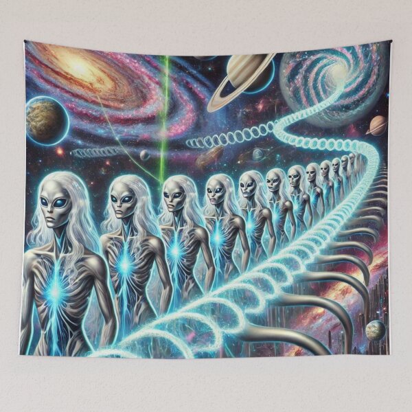 Item preview, "Journey Through the Infinite Cosmos – Alien Clones on a Celestial Skywalk" designed and sold by Meta2Physical.