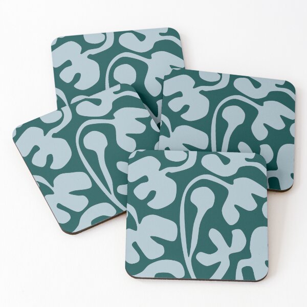 Artikelvorschau, Gemütliches, von Matisse Cutouts inspiriertes Blumenmuster in Dunkelcyan und Hellblau entworfen und verkauft von Deutschic.