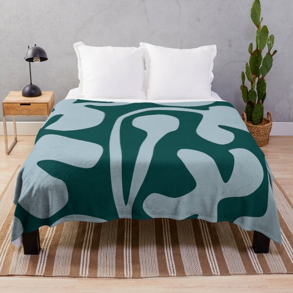 Item preview, Cozy Matisse Cutouts Inspired Floral Pattern in Dark Cyan and Light Blue designed and sold by Deutschic.