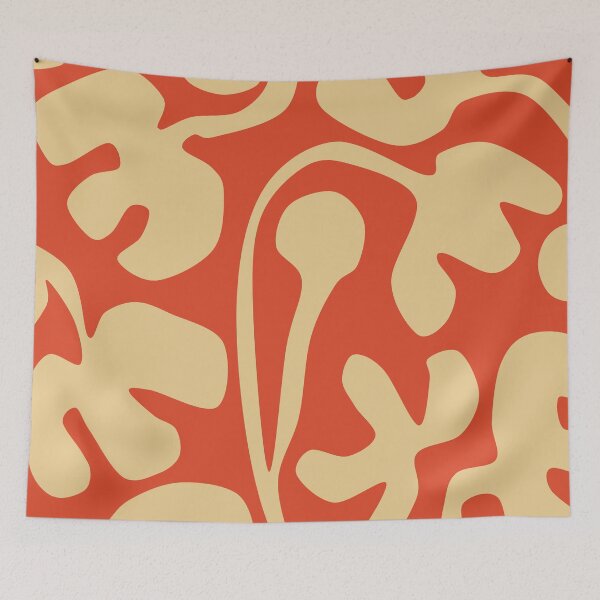 Item preview, Cozy Matisse Cutouts Inspired Floral Pattern in Orange and Beige designed and sold by Deutschic.