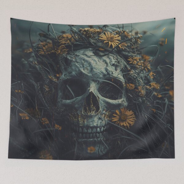 Item preview, one more skull with flowers / dejco dejco.art domin designed and sold by dejco.art.
