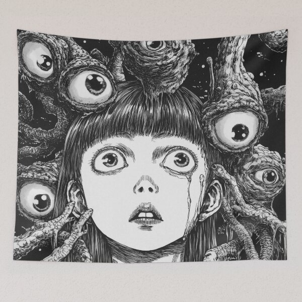 Item preview, Eyes That Mourn – black and white horror manga anime girl designed and sold by ForsakenFrames.