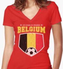 2018 Belgium Soccer TShirt World Football Jersey Cup Women's Fitted V-Neck T-Shirt