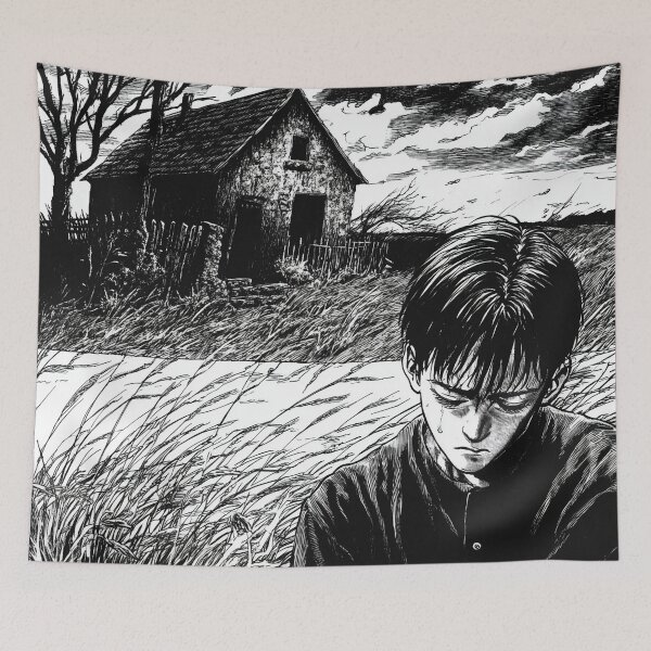 Item preview, Feeling the Echoes – black and white melancholic manga anime boy designed and sold by ForsakenFrames.