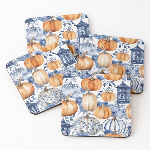 Item preview, Calabazas chinoiserie azules y naranjas 2 designed and sold by TheChinoiserie.