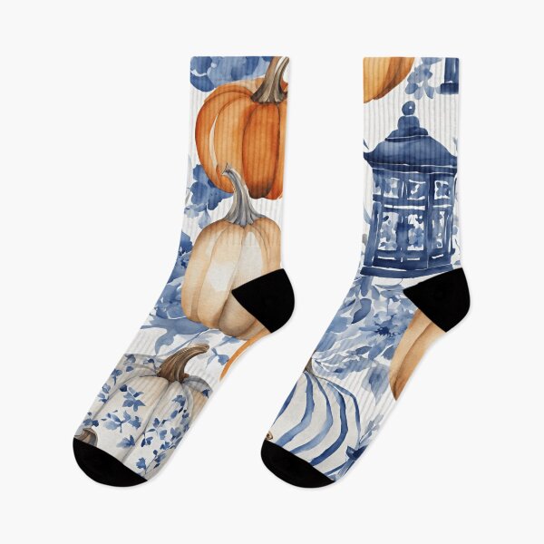 Aperçu de l'œuvre Citrouilles chinoises bleues et oranges 2 créée et vendue par TheChinoiserie.
