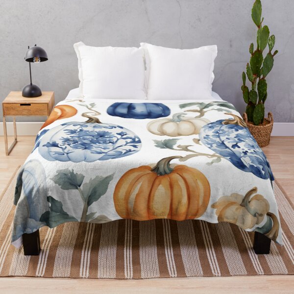 Item preview, Blue and Orange Chinoiserie Pumpkins 3 designed and sold by TheChinoiserie.