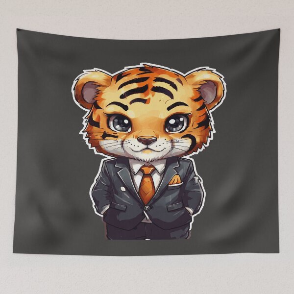 Item preview, Business Tiger, kawaii tiger in chibi style wearing a suit or smoking designed and sold by AdrianMDesigns.
