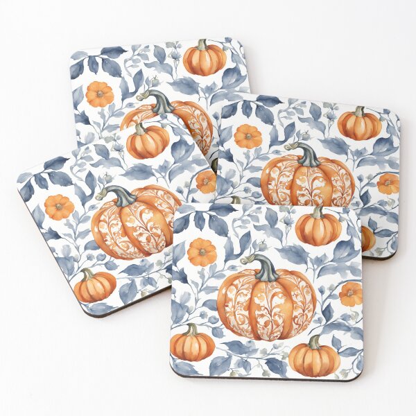 Item preview, Calabazas chinoiserie azules y naranjas 6 designed and sold by TheChinoiserie.