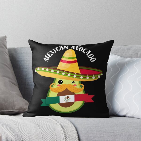 Item preview, kawaii mexican avocado with hat and mustache designed and sold by ZerpaGiovanna.