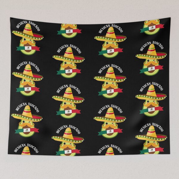 Item preview, kawaii mexican avocado with hat and mustache designed and sold by ZerpaGiovanna.
