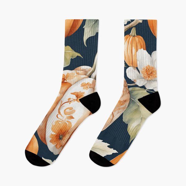 Item preview, Navy and Orange Chinoiserie Pumpkins 2 designed and sold by TheChinoiserie.