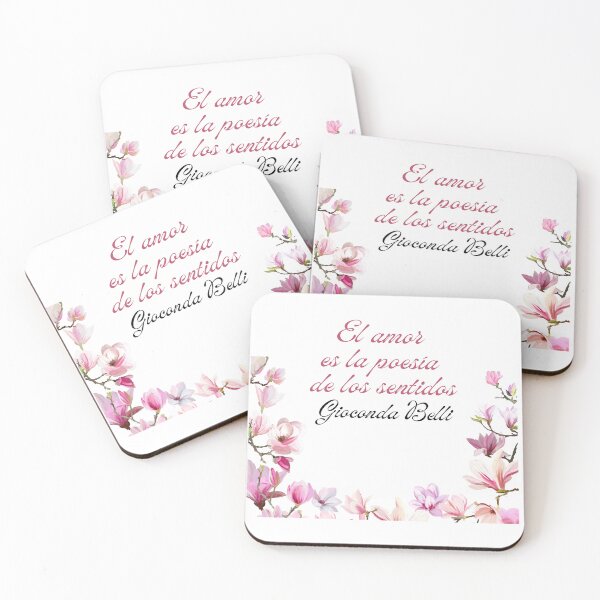 Item preview, frase de Gioconda Belli "El amor es la poesía de los sentidos" Flores designed and sold by Bookwormshop.