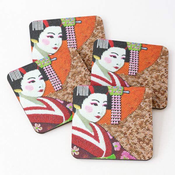 Item preview, Vibrant Beaded Geisha Art designed and sold by SakuraJapanArt.