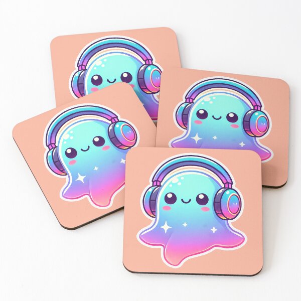 Item preview, Ghostly Grooves - – Cute Ghost with Headphones Halloween Design designed and sold by hitechmom.