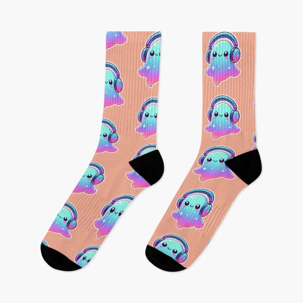 Item preview, Ghostly Grooves - – Cute Ghost with Headphones Halloween Design designed and sold by hitechmom.