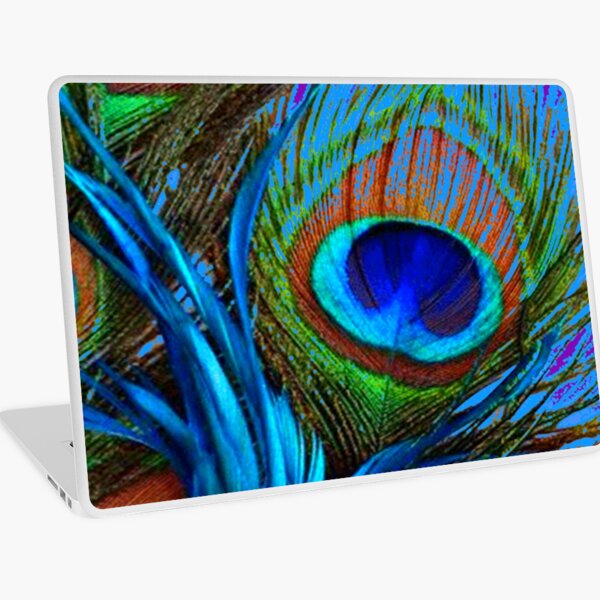 BABY BLUE PEACOCK FEATHERS ABSTRACT Laptop Skin