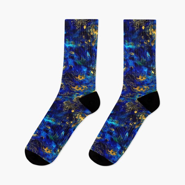 Item preview, a night sky - Chinese inspired brillant blue golden abstract pattern designed and sold by Elbenlady.