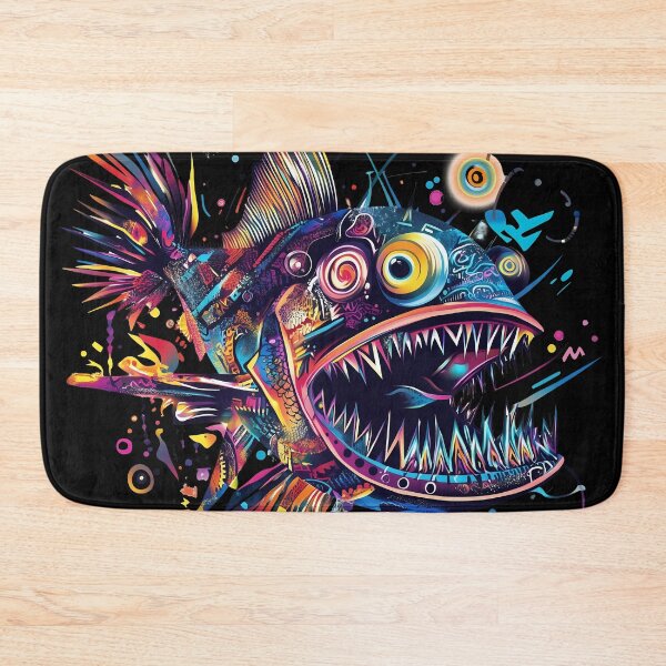 Item preview, Vivid Vibrant Multicolor Chaotic Angler Fish designed and sold by Artsy Sharky.