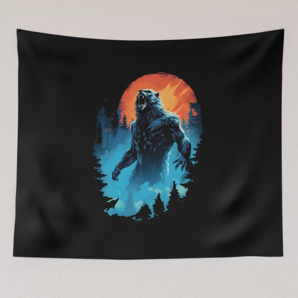 Item preview, Werewolf Howling At Orange Full Moon In Forest Werewolves Legend designed and sold by scooterbaby.