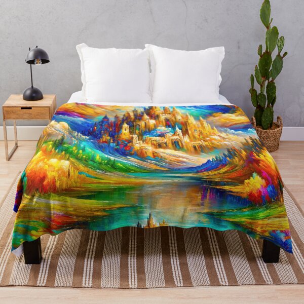 Item preview, Vibrant Fantasy Landscape with Grand Cathedral designed and sold by blackhalt.