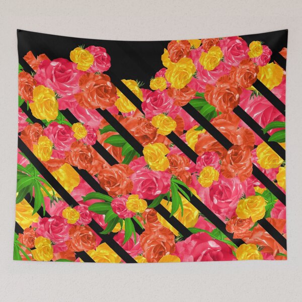 Item preview, Bold Tropical Spring Floral con rayas designed and sold by creativevibe.