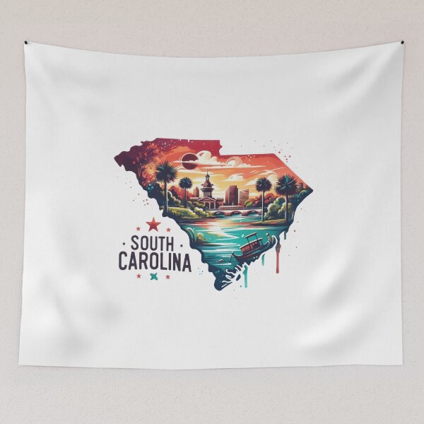 Item preview, South Carolina retro travel map of United States designed and sold by CleanDecor.