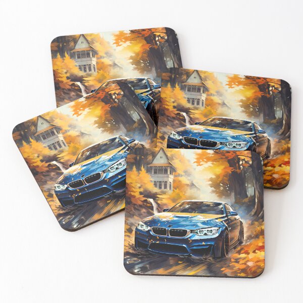 Item preview, Blue Sports Coupe Speeding Through Fall designed and sold by RevUpDesign.