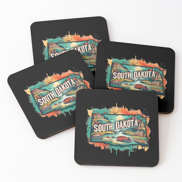 Item preview, South Dakota retro travel map of United States designed and sold by CleanDecor.